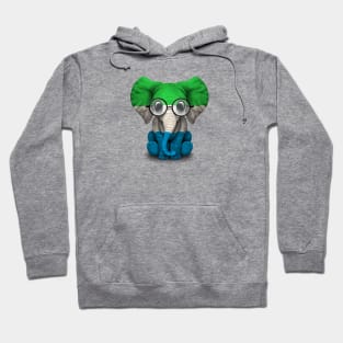 Baby Elephant with Glasses and Sierra Leone Flag Hoodie